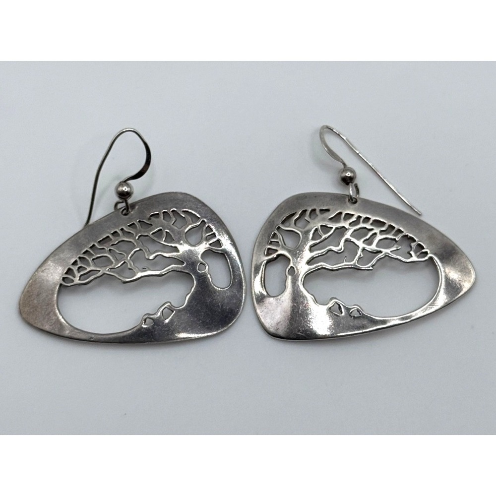 Lottus Sterling Silver Stylized Tree Dangle Earrings